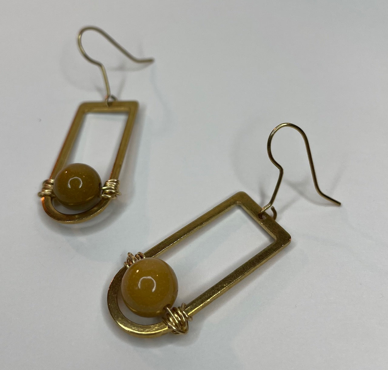 Moonstone + Brass Earring