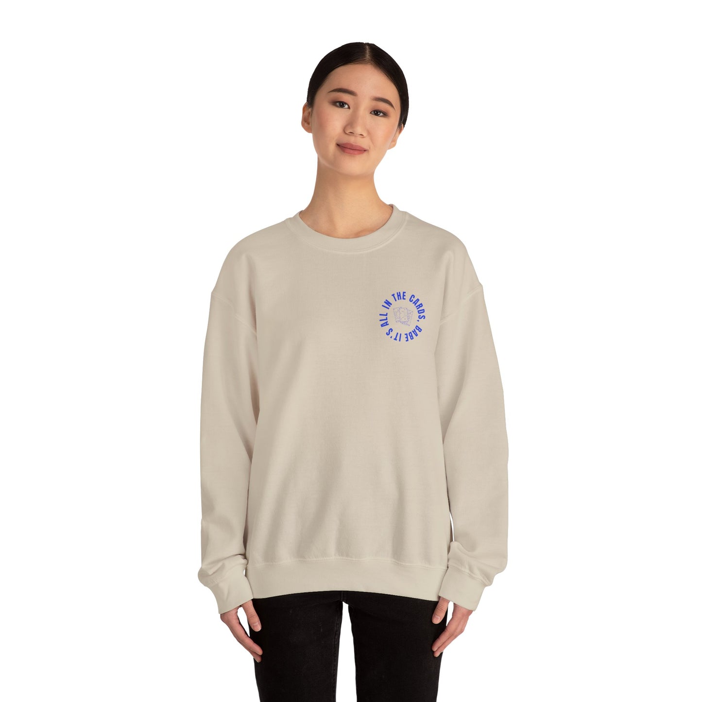 Cozy Unisex Crewneck Sweatshirt, Trust in Cards Design