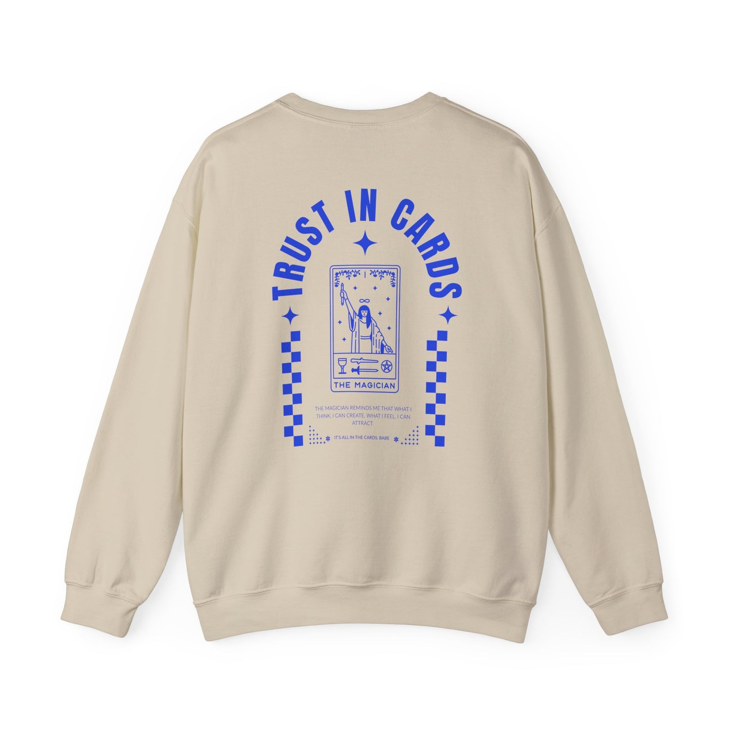 Cozy Unisex Crewneck Sweatshirt, Trust in Cards Design