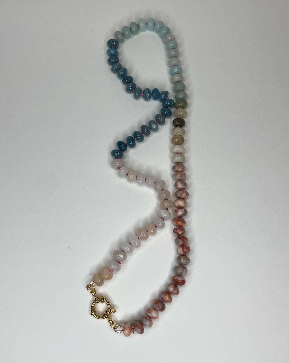 Desert Corals + Soft Ocean Gemstone Necklace