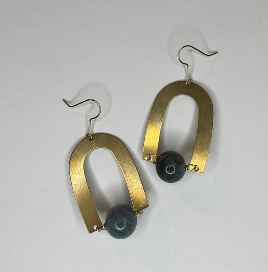 Moss + Metal Earring