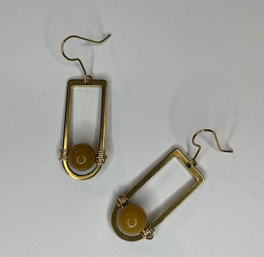 Moonstone + Brass Earring